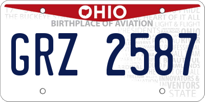 OH license plate GRZ2587