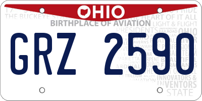OH license plate GRZ2590