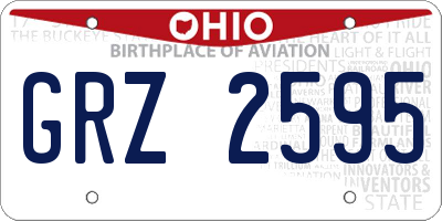 OH license plate GRZ2595