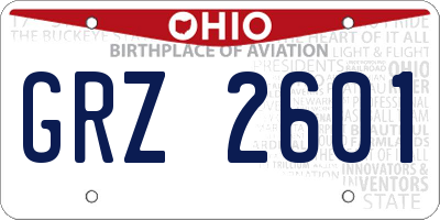 OH license plate GRZ2601