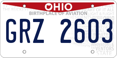 OH license plate GRZ2603