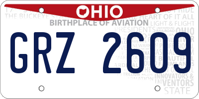 OH license plate GRZ2609