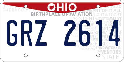 OH license plate GRZ2614