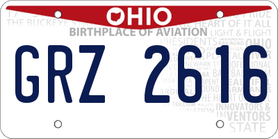 OH license plate GRZ2616