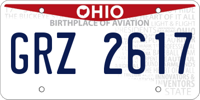 OH license plate GRZ2617