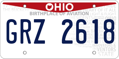 OH license plate GRZ2618