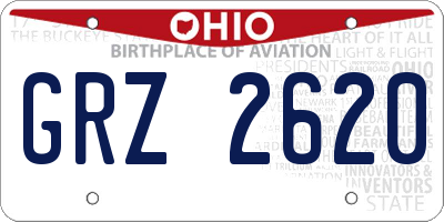 OH license plate GRZ2620