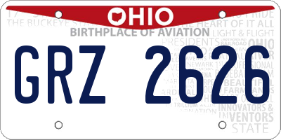 OH license plate GRZ2626