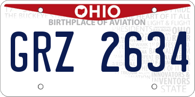 OH license plate GRZ2634