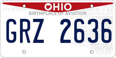 OH license plate GRZ2636