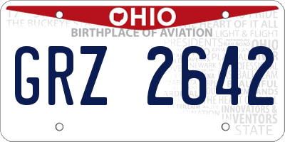 OH license plate GRZ2642