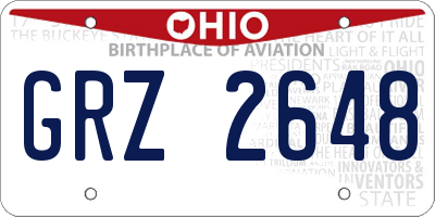 OH license plate GRZ2648