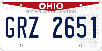 OH license plate GRZ2651