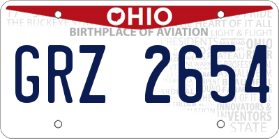 OH license plate GRZ2654