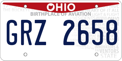 OH license plate GRZ2658