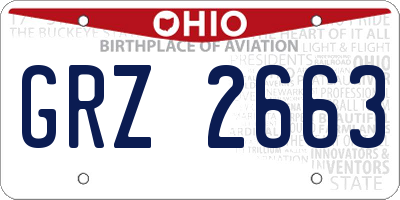 OH license plate GRZ2663