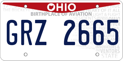 OH license plate GRZ2665