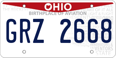 OH license plate GRZ2668