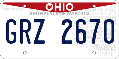 OH license plate GRZ2670