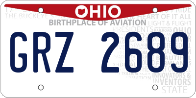 OH license plate GRZ2689