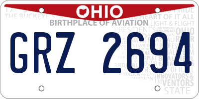 OH license plate GRZ2694