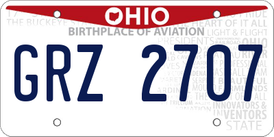 OH license plate GRZ2707