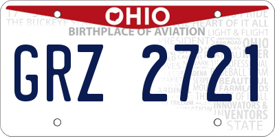 OH license plate GRZ2721