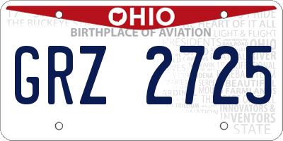 OH license plate GRZ2725