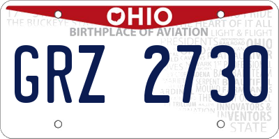 OH license plate GRZ2730