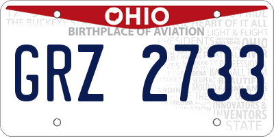 OH license plate GRZ2733