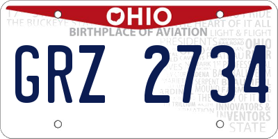 OH license plate GRZ2734