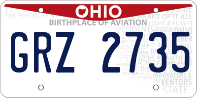 OH license plate GRZ2735