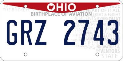 OH license plate GRZ2743