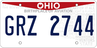 OH license plate GRZ2744