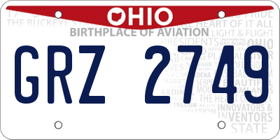 OH license plate GRZ2749