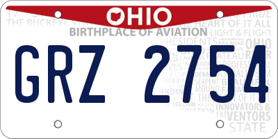 OH license plate GRZ2754