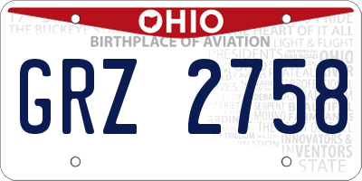 OH license plate GRZ2758