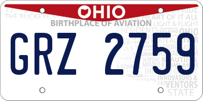 OH license plate GRZ2759