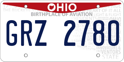 OH license plate GRZ2780