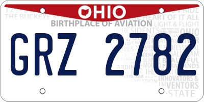 OH license plate GRZ2782