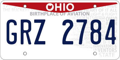 OH license plate GRZ2784