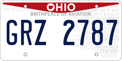 OH license plate GRZ2787