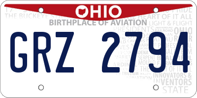OH license plate GRZ2794
