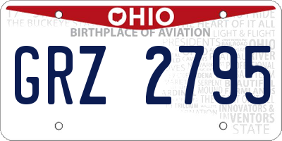 OH license plate GRZ2795