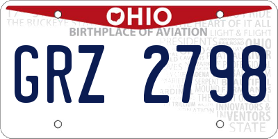 OH license plate GRZ2798