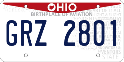 OH license plate GRZ2801