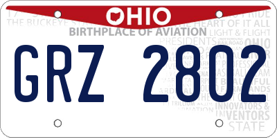 OH license plate GRZ2802