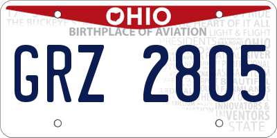 OH license plate GRZ2805