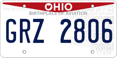 OH license plate GRZ2806