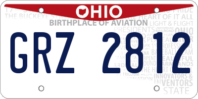 OH license plate GRZ2812